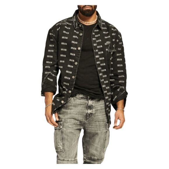 SER.O.YA Alex Button Down Shirt Logo Print Western Jacket Shacket S - Picture 2 of 6